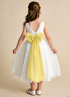 Azazie Margot Flower Girl Dresses Ivory Canary A-Line Pleated Chiffon Dress image1