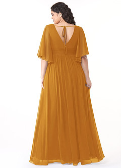Azazie Temeka Brautjungfernkleider A-Linie Gestreift Chiffon Kleid Butterscotch image8