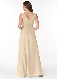 Azazie Flora Bridesmaid Dresses Champagne A-Line Pleated Chiffon Dress image2