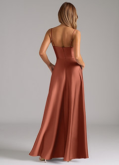 Azazie Elle Brautjungfernkleider A-Linie Plissee Stretch-Satin Kleid Lehm image7