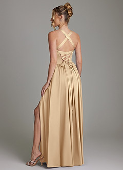 Azazie Francis Bridesmaid Dresses Champagne A-Line Corset Stretch Satin Dress image7