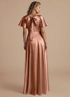 Azazie Kimber Bridesmaid Dresses Bronzer A-Line Ruched Metallic Satin Dress image4