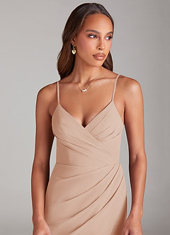 Azazie Maci Bridesmaid Dresses English Rose Sheath Pleated Chiffon Dress image5