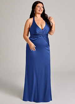 Azazie Valerie Suknie dla druhen Syrena Pofałdowany Satyna elastyczna Do ziemi Sukienka image10