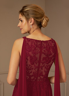 Azazie Joules Mother of the Bride Dresses Burgundy A-Line Sequins Chiffon Dress image8