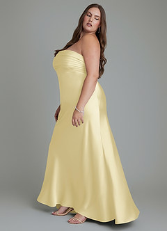 Azazie Saylor Bridesmaid Dresses Lemon Sorbet Mermaid Strapless Stretch Satin Dress image13