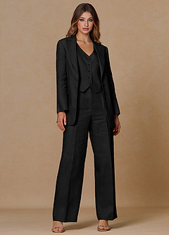 front Belicia Black 100% Linen 2-Piece Suit