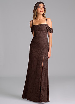 Azazie Saige Bridesmaid Dresses Ganache A-Line Off the Shoulder Floral Burnout Convertible Dress image5