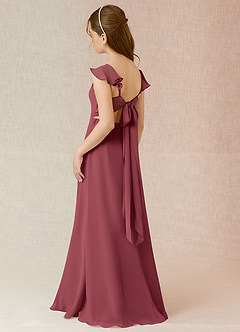 Azazie Everett Junior Vestido de Merlot de Gasa de Corte En A image4