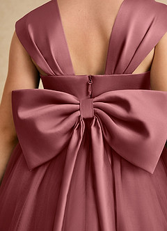 Azazie Chickadee Abiti da Ragazza di Fiori Abito Principessa in Raso Opaco Scollo a Cuore Ametista image6