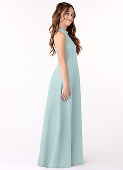 Azazie Laurel Junior Mist A-Line Stretch Satin Dress image2