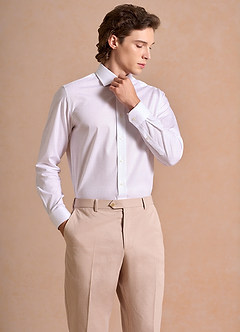 front Aiden CriWhite 100% Cotton Non-Iron Striped Dress Shirt