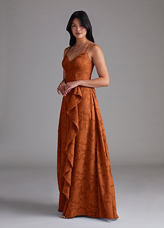 Azazie Naeem Bridesmaid Dresses Burnt Orange A-Line Sweetheart Neckline Floral Burnout Dress image2