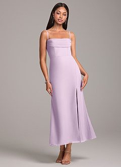 Azazie Saige Bridesmaid Dresses Frosted Lilac Sheath Off the Shoulder Chiffon Convertible Dress image7