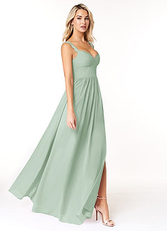 Azazie Cleobella Brautjungfernkleider A-Linie Herzchen Spitze Chiffon Kleid Agave image3