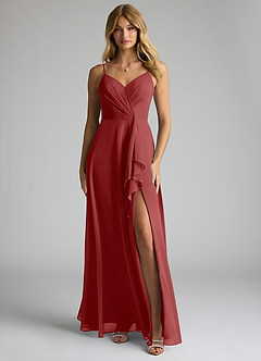 Azazie Akita Bridesmaid Dresses Rust A-Line Chiffon Dress image1