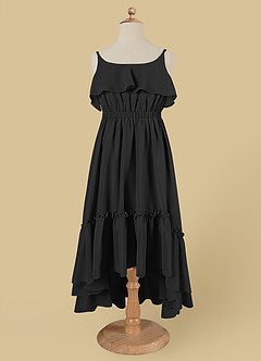 Azazie Karmen Flower Girl Dresses Black A-Line Ruched Chiffon Dress image6