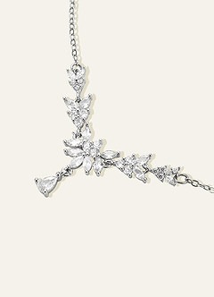 front Collier en forme de larme avec zircon cubique floral