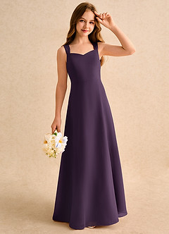 Azazie Makani Girls Formal Flower Girl Dresses Plum A-Line Sweetheart Neckline Chiffon Dress image4