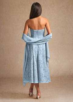 Azazie Lorain Mother of the Bride Dresses Sky Blue A-Line Pleated Floral Burnout Dress image3