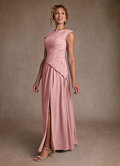 Azazie Kalleen Mother of the Bride Dresses Dusty Rose A-Line Pleated Chiffon Dress image4