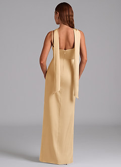 Azazie Calandra Suknie dla druhen Linia A Pofałdowany Satyna elastyczna Do ziemi Sukienka image4