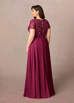 Azazie Adina Mother of the Bride Dresses Burgundy A-Line Boatneck Sequins Chiffon Dress image9