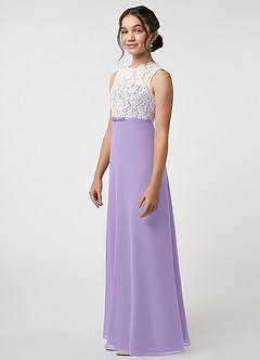 Azazie Rana Junior Lilac A-Line Lace Chiffon Dress image3