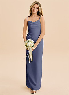 Azazie Mai Junior Stormy Sheath Pleated Chiffon Dress image4