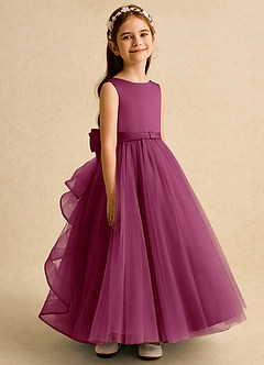 Azazie Lior Flower Girl Dresses Mulberry Ball-Gown Pleated Tulle Dress image3