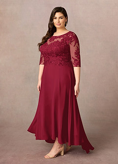 Azazie Monza Mother of the Bride Dresses Burgundy A-Line Lace Chiffon Dress image8