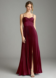 Azazie Akiko Bridesmaid Dresses Mulberry A-Line Sweetheart Neckline Stretch Satin Dress image3