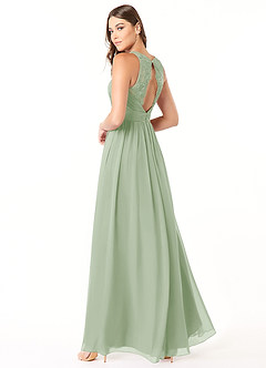 Azazie Luz Bridesmaid Dresses Dusty Sage A-Line Lace Chiffon Dress image4