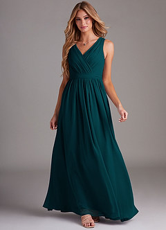Azazie Kingsley Bridesmaid Dresses Pine A-Line Lace Chiffon Dress image3