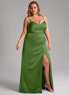 Azazie Azuree Suknie dla druhen Linia A Pofałdowany Satyna elastyczna Do ziemi Sukienka image12