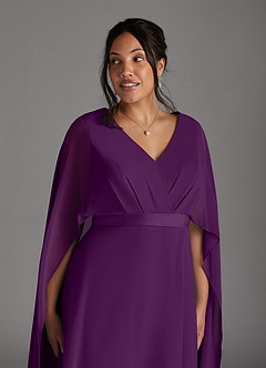 Azazie Isa Mother of the Bride Dresses Grape A-Line V-Neck Pleated Chiffon Dress image11