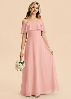 Azazie Maggie Junior Rosette A-Line Off the Shoulder Chiffon Dress image1