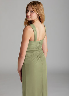 Azazie Jesaphine Junior Pistachio Sheath Pleated Mesh Dress image6
