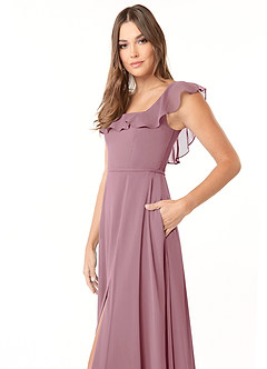 Azazie Jinny Bridesmaid Dresses Vintage Mauve A-Line Square Neckline Ruched Chiffon Dress image5