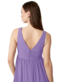 Azazie Yetta Maternity Bridesmaid Dresses A-Line V-Neck Gathered Chiffon Floor-Length Dress image3