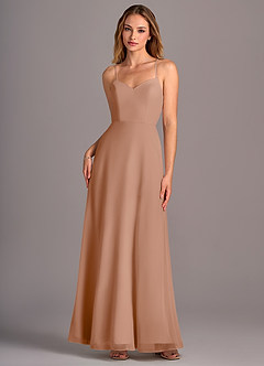Azazie Mei Brautjungfernkleider A-Linie Chiffon Kleid Champagner Rosa image1