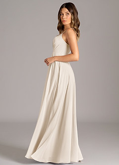 Azazie Amani Bridesmaid Dresses White Alabaster A-Line Pleated Chiffon Dress image10