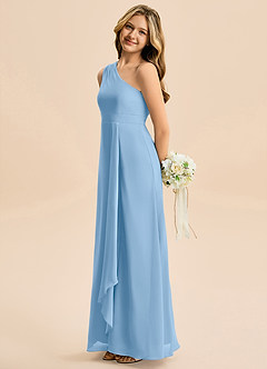 Azazie Delilah Junior A-Linie Gestreift Chiffon Kleid Puderblau image3