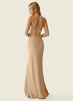 Valerianaire Champagne Beading Satin Prom Dress image2