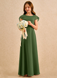 Azazie Kittie Girls Formal Flower Girl Klänningar Klä A-Line i Chiffong image3