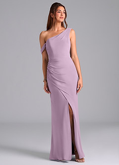 Azazie Madelyn Brautjungfernkleider Wandelbar Meerjungfrau-Linie One-Shoulder Chiffon Kleid Blauregen image1