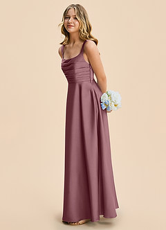Azazie Azaria Junior A-Linie Plissee Stretch-Satin Kleid Amethyst image4