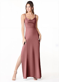 Azazie Alaija Bridesmaid Dresses Amethyst Mermaid Side Slit Stretch Satin Dress image2