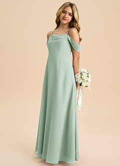 Azazie Anselie Junior Agave A-Line Off the Shoulder Chiffon Dress image5