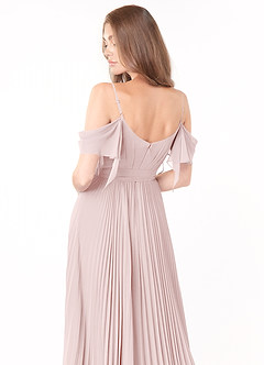 Azazie Lyney Bridesmaid Dresses Blushing Pink A-Line Off the Shoulder Chiffon Dress image5